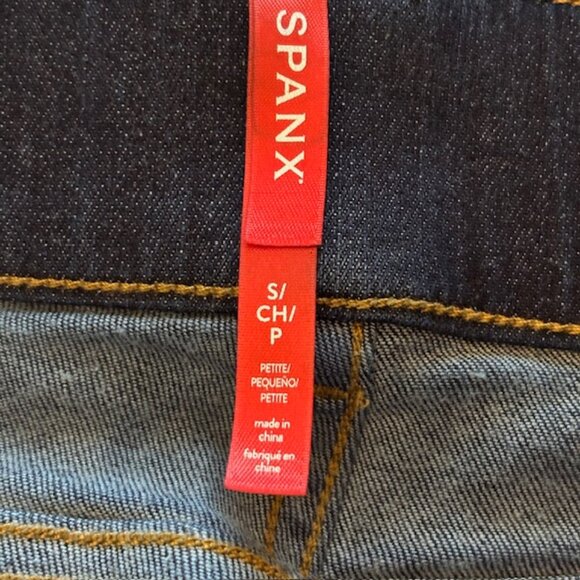 SPANX Indigo Denim Pull On Mid-Rise Bootcut Jeans Size Small - Picture 7 of 8